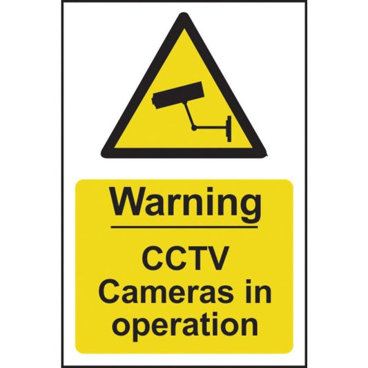 PVC SELF ADH SIGN 200mm WIDE x 300mm WARNING CCTV CAMERAS 1311