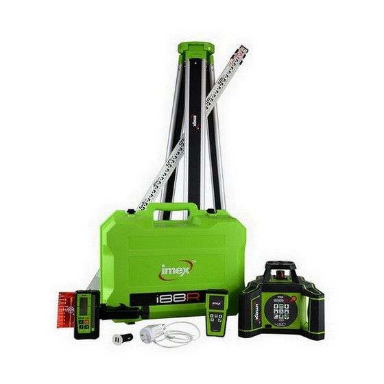 IMEX 012-I88RX10-KIT ROTATING LASER KIT + LRX10 RECEIVER CONSTRUCTION TRIPOD & STAFF