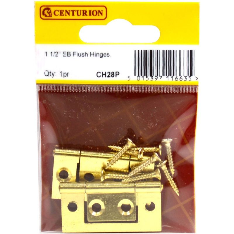 CENTURION CH28P ELECTRO BRASSED 40mm FLUSH HINGE PAIR