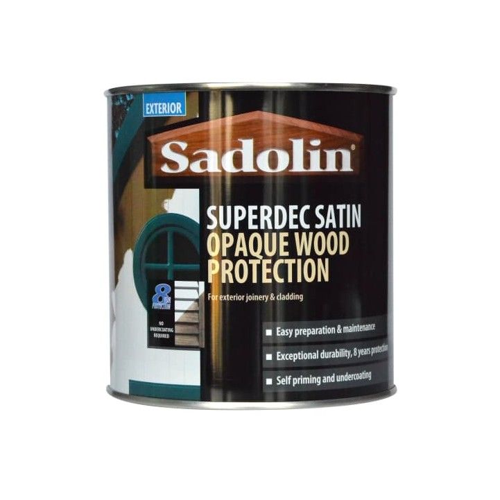 SADOLIN SUPERDEC OPAQUE WOOD STAIN 1l BLACK SATIN 5028828