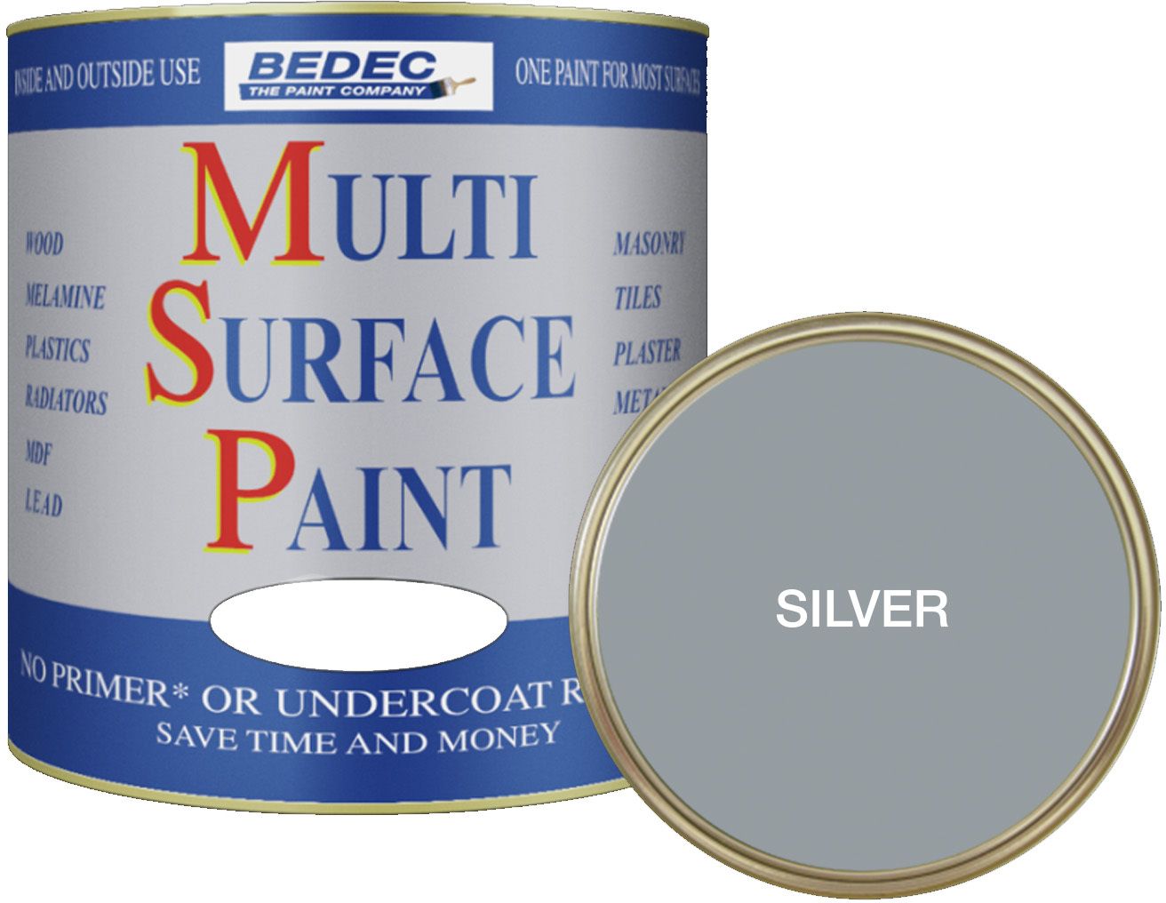 BEDEC SOFT SATIN MULTI SURFACE PAINT 250ml SILVER BEDE2KB0063/15