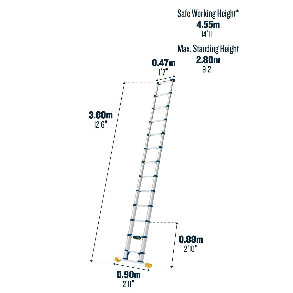 WERNER TELESCOPIC SOFT CLOSE EXT LADDER 3.8M 85038