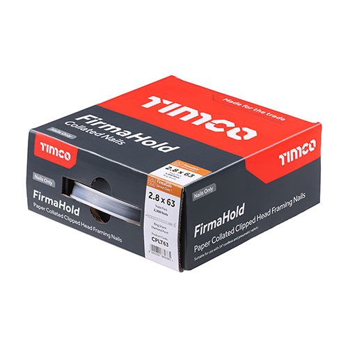 TIMCO FIRMAHOLD GALV RING SHANK COLLATED NAILS 2.8 x 63mm (NO GAS) (PACK 3300) CPLT63
