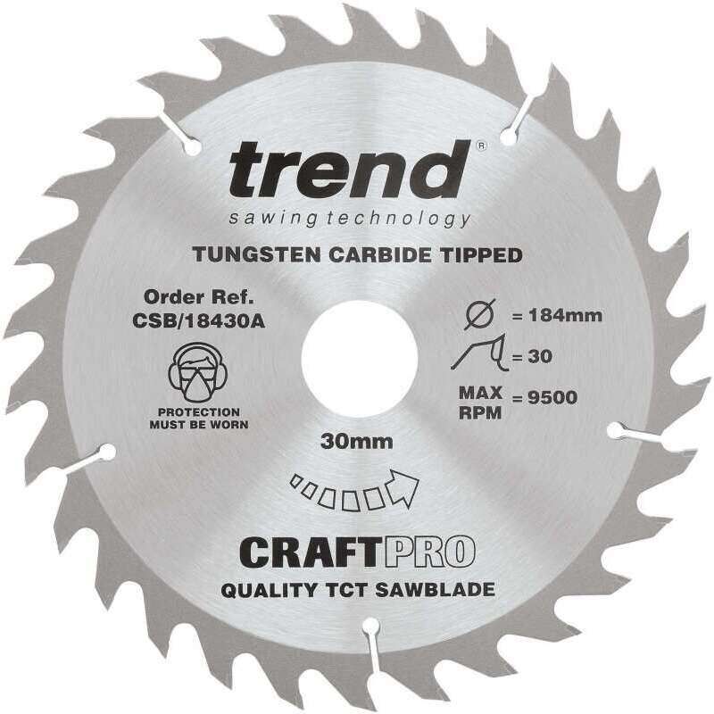 TREND CSB/18430A MEDIUM FINISH TCT CIRCULAR SAW BLADE 184MM X 30T X 30XMM