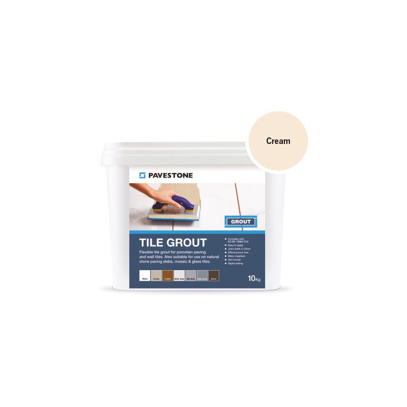 PAVESTONE PORCELAIN TILE GROUT 10kg CREAM 06110008