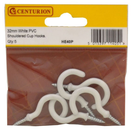 CENTURION HE40P WHITE 30mm CUP HOOKS