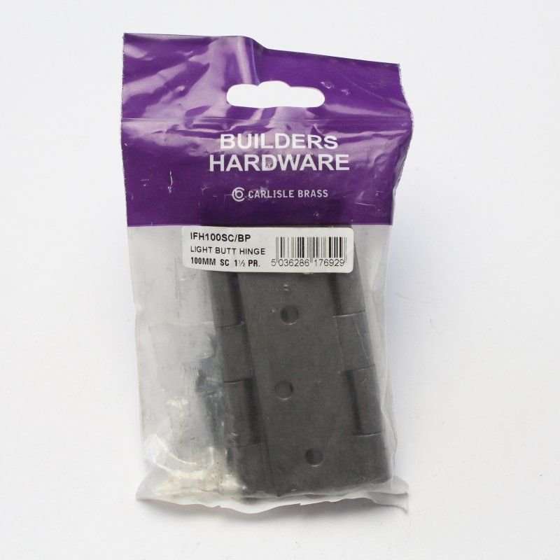 SELF COLOUR 100mm PAIR & HALF LIGHT BUTT HINGES IFH100SC/RP