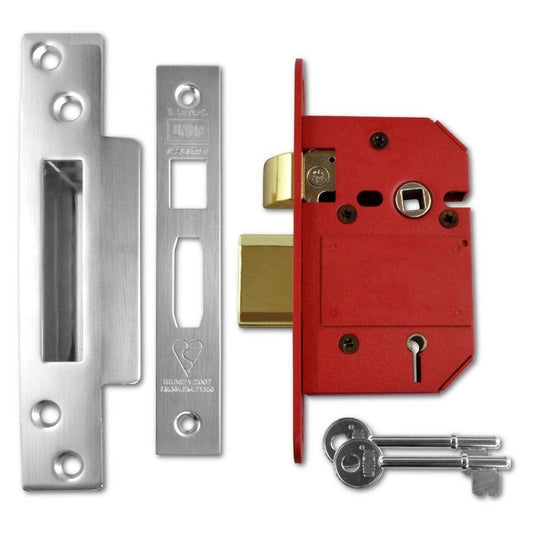 UNION STRONGBOLT 63mm BS 5 LEVER SASHLOCK SS/SC BOXED J2200S-SC-2.5