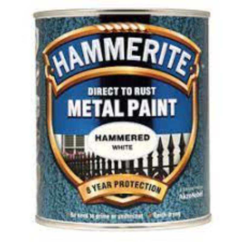 HAMMERITE 750ml HAMMERED FINISH DIRECT TO RUST METAL PAINT WHITE 5092971