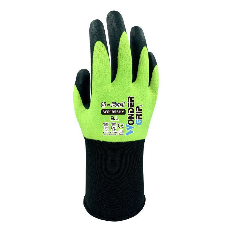 WONDER GRIP TOUCHSCREEN NITRILE HIGH-VIS GLOVES LARGE WG1855HY091
