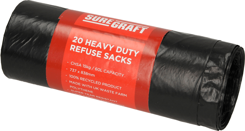 SUREGRAFT REFUSE SACK H/DUTY 60L PK 20