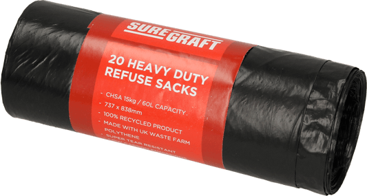 SUREGRAFT REFUSE SACK H/DUTY 60L PK 20