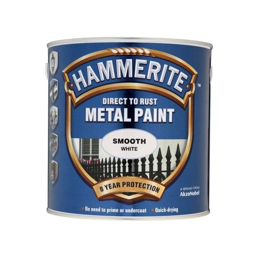 HAMMERITE 2.5l SMOOTH FINISH DIRECT TO RUST METAL PAINT WHITE 5084860