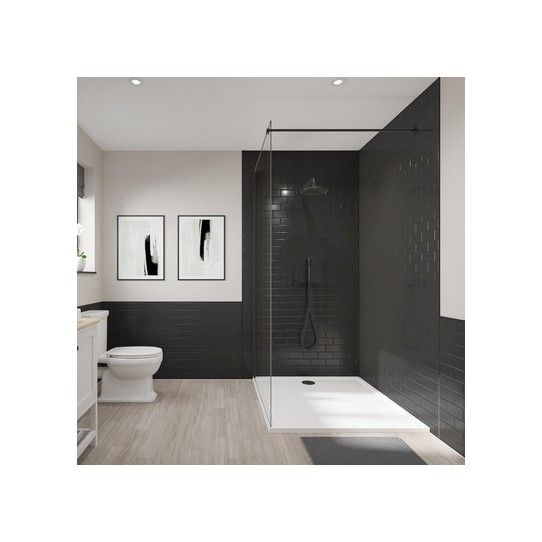 WETWALL SHOWER TILE 3 x 1220 x 2440mm BLACK GLOSS COMPOSITE COM-GBLACK-VER