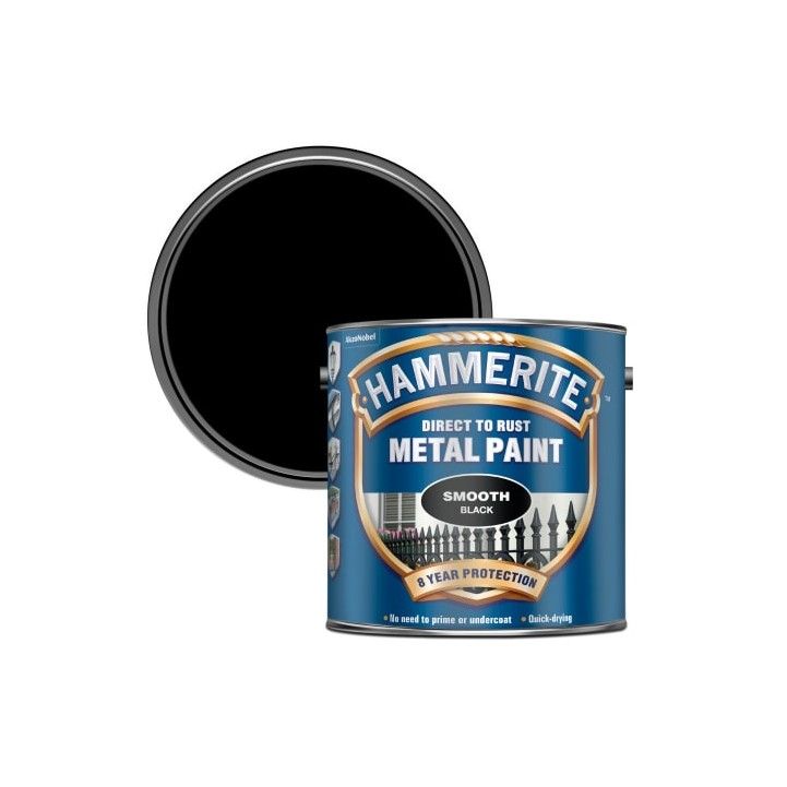 HAMMERITE 2.5l SMOOTH FINISH DIRECT TO RUST METAL PAINT BLACK 5084866