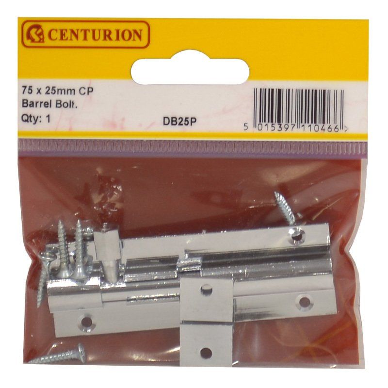 CENTURION DB25P CHROME 75mm DOOR BOLT