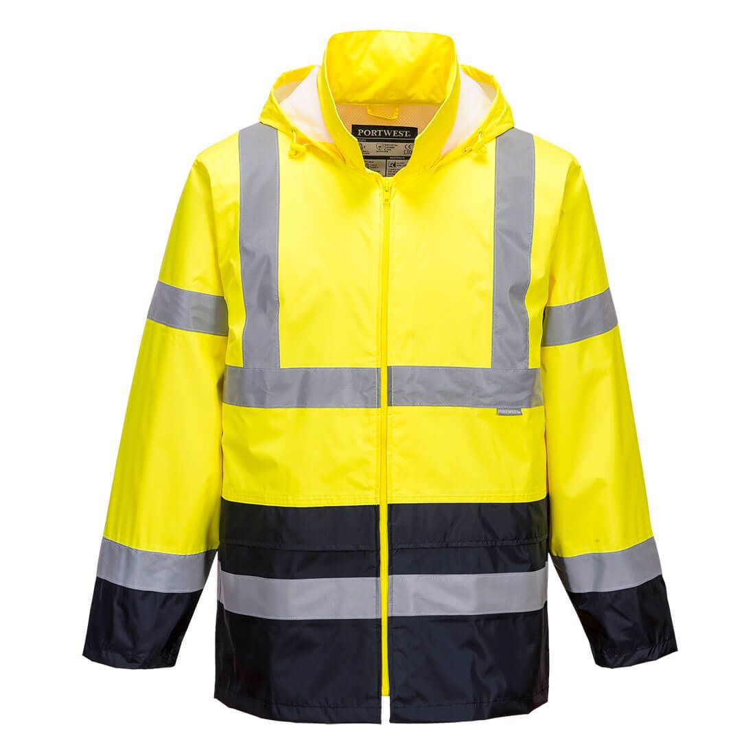 Hi-Vis Contrast Classic Rain Jacket , L, R, Yellow/Navy