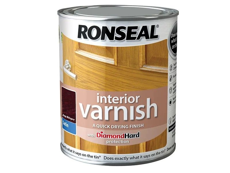 RONSEAL INTERIOR COLOURED VARNISH 750ml SATIN DEEP MAHOGANY 36840