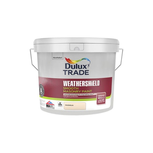 DULUX TRADE WEATHERSHIELD SMOOTH MASONRY PAINT 10l MAGNOLIA 5583719