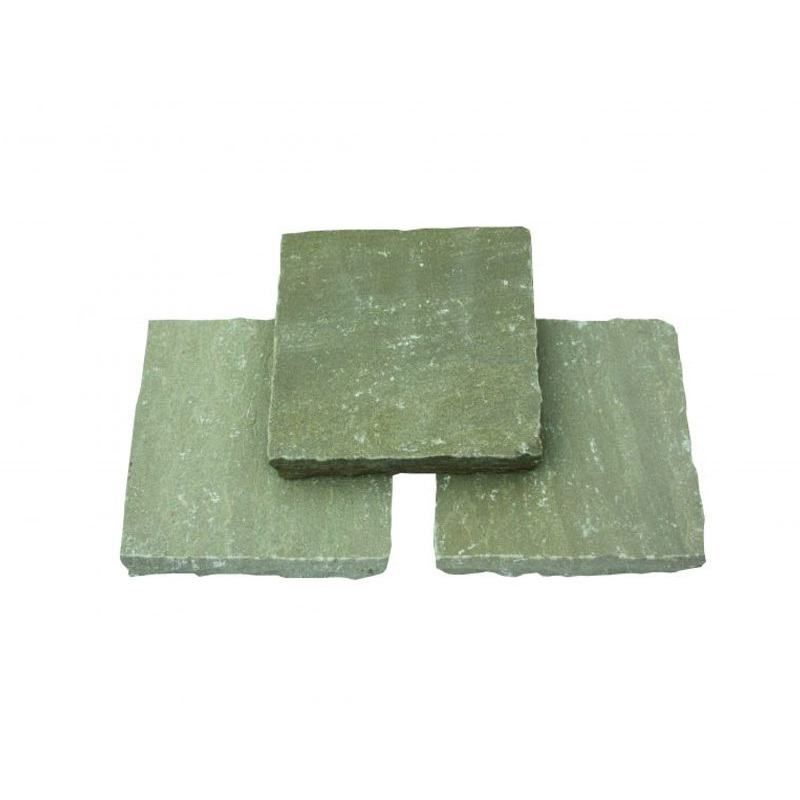 GLOBAL STONE SANDSTONE PATHWAY SETTS 150 x 150mm 25-40mm YORK GREEN YGPS1515