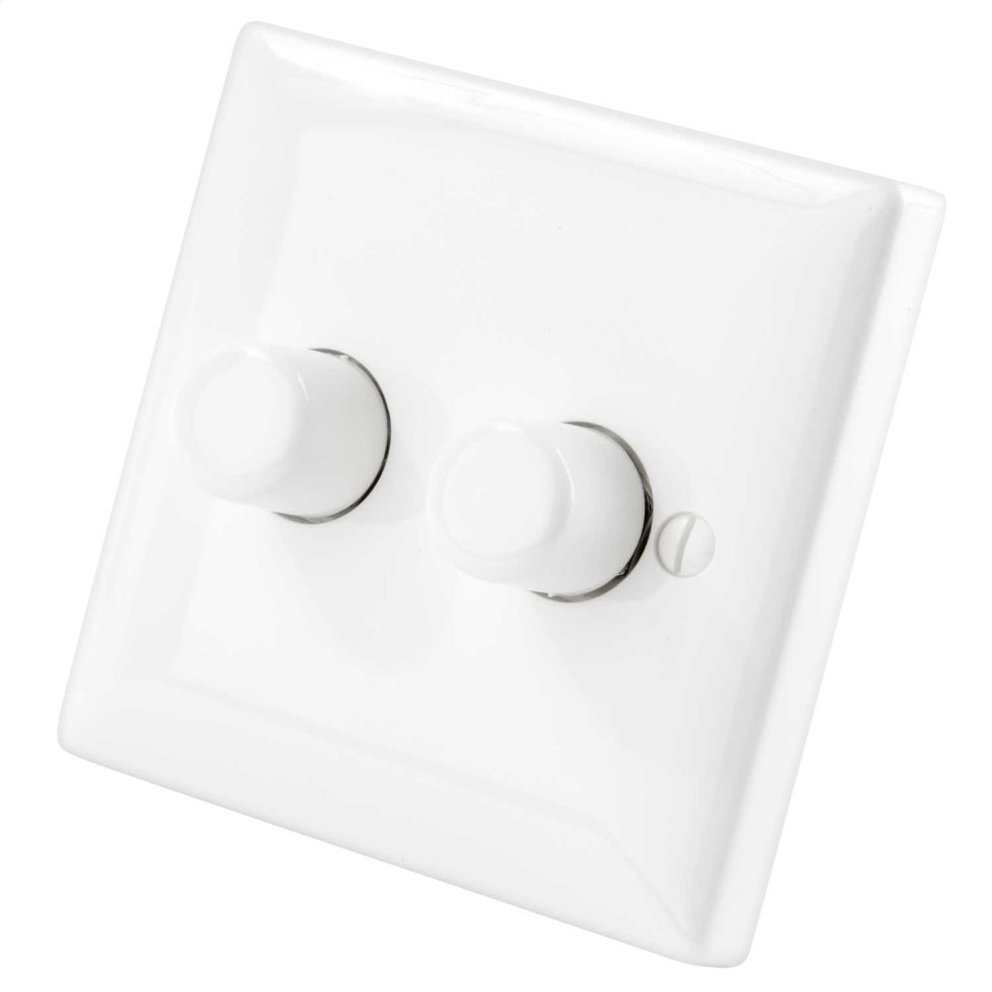 Danlers 250W 2 Gang 2 Way Rotary and Push LED Dimmer White