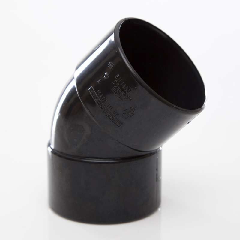 POLYPIPE ABS OBTUSE BEND 50mm x 45deg WS54 WS54B BLACK