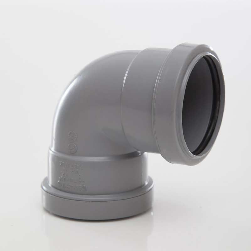 POLYPIPE PUSHFIT KNUCKLE BEND 50mm x 90deg WP64 WP64G GREY