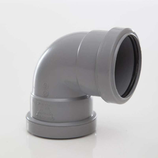 POLYPIPE PUSHFIT KNUCKLE BEND 50mm x 90deg WP64 WP64G GREY