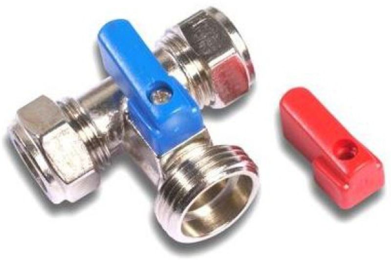 EMBRASS WASHING MACHINE VALVE TEE 15mm x 3/4" WRAS 392419