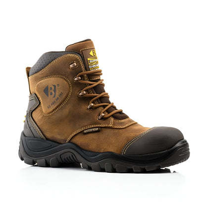 BUCKBOOTZ BSH012BR BANG GUARDZ LACE BOOTS ANKLE PROTECTION S3 HRO AN SRC BROWN SIZE 10