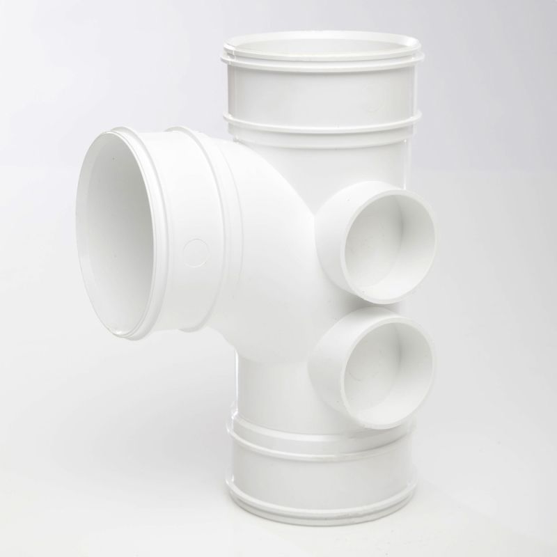 POLYPIPE BRANCH TRIPLE SOCKET 4 BOSS 110mm x 92.5deg WHITE SWT26W