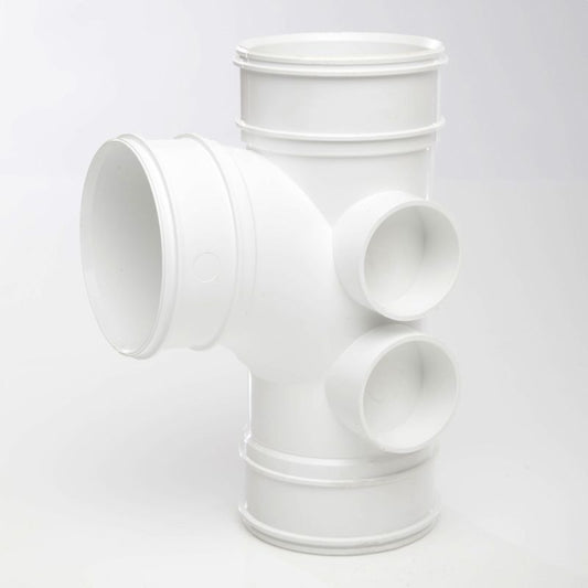 POLYPIPE BRANCH TRIPLE SOCKET 4 BOSS 110mm x 92.5deg WHITE SWT26W