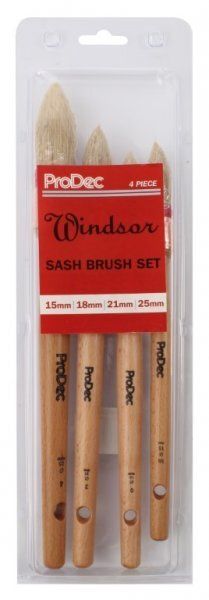 RODO PWINSB4P 4 PIECE WINDSOR PURE BRISTLE SASH BRUSH SET