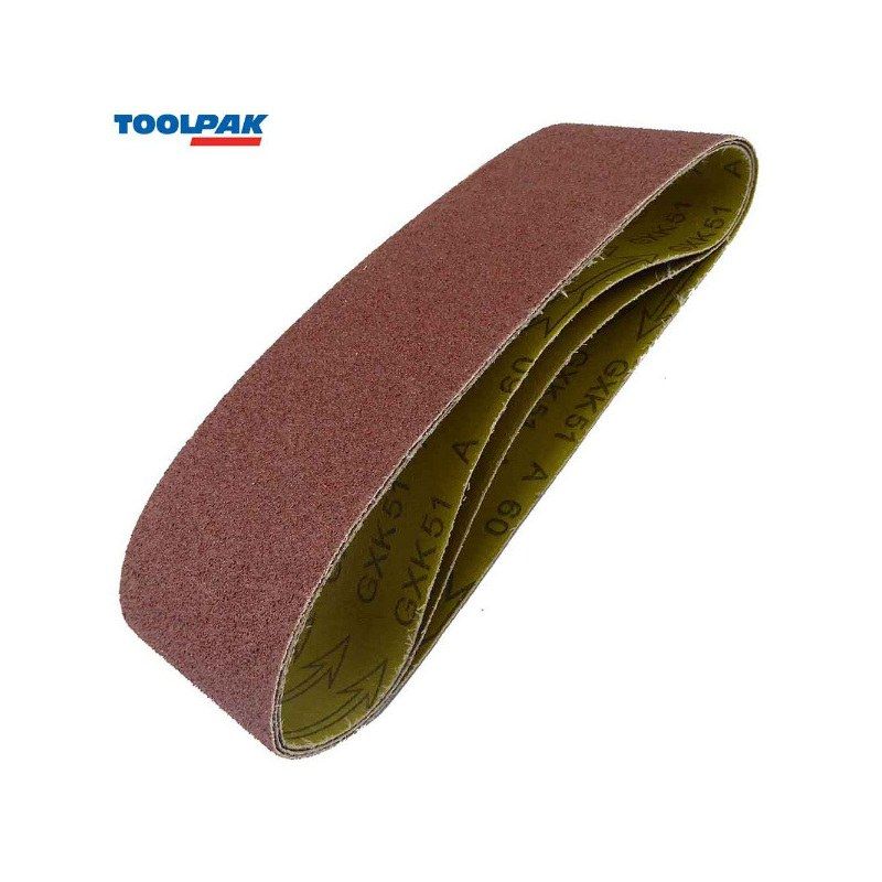 TOOLPAK SANDING BELTS 75 x 533mm (PACK OF 3) 60 GRIT CB75533B