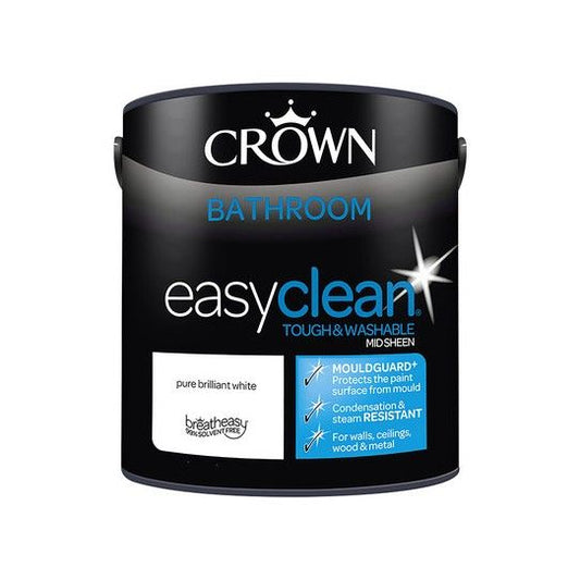 CROWN EASYCLEAN BATHROOM MID SHEEN EMULSION 2.5l PURE BRILLIANT WHITE 5095987