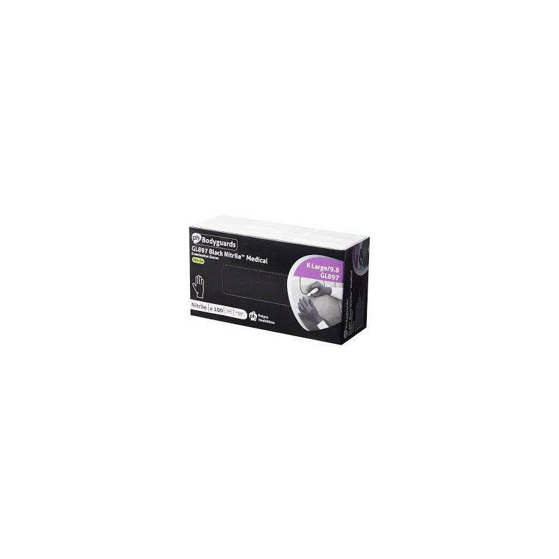 POLYCO BODYGUARDS BLACK NITRILE GLOVES XL