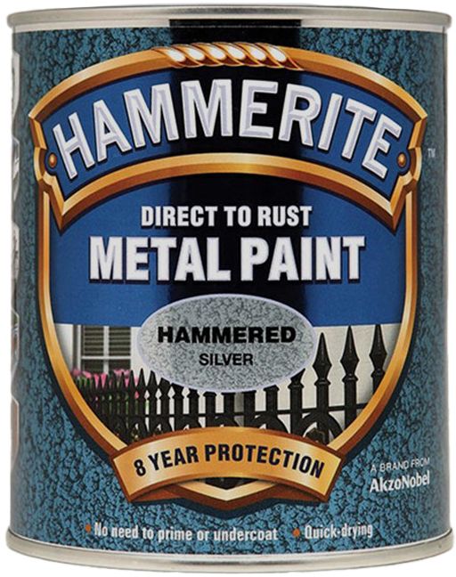 HAMMERITE 750ml HAMMERED FINISH DIRECT TO RUST METAL PAINT SILVER 5092957