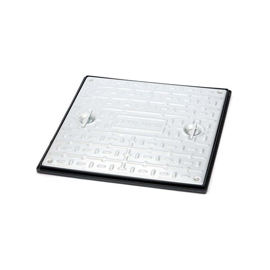 CLARK DRAIN GALV MANHOLE COVER DOUBLE SEAL 600 x 450mm 5t 4 SCREW DOWN PC6BG3