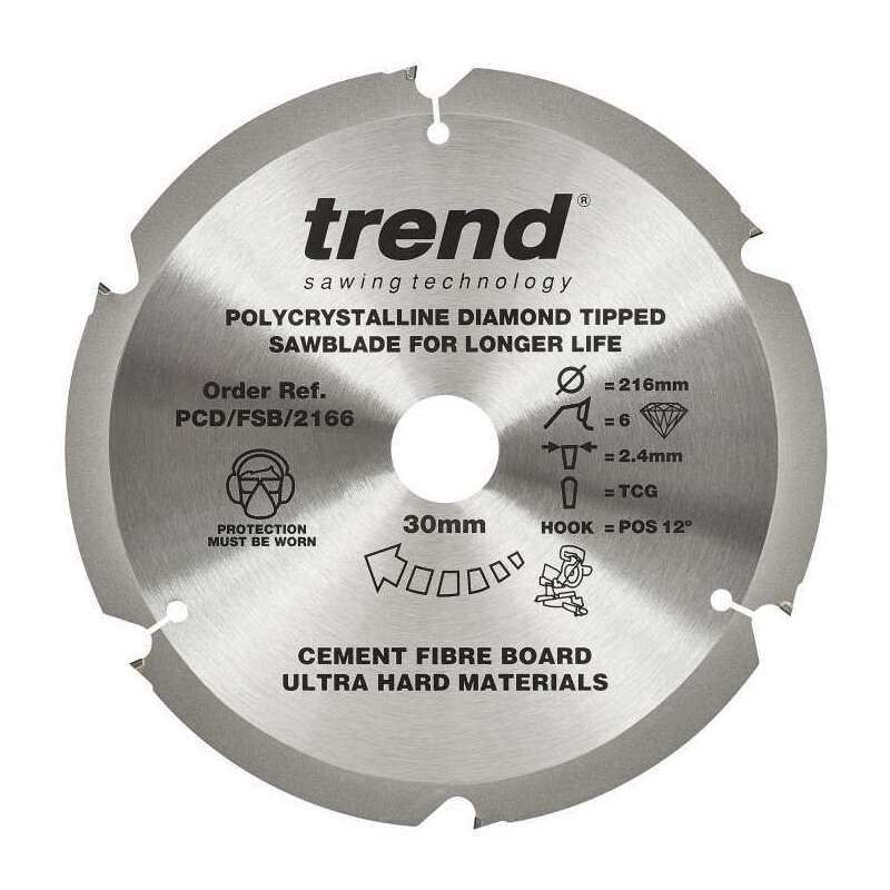 TREND PCD/FSB/2166 PCD FIBRE CEMENT SAW BLADE 6TX30X216MM