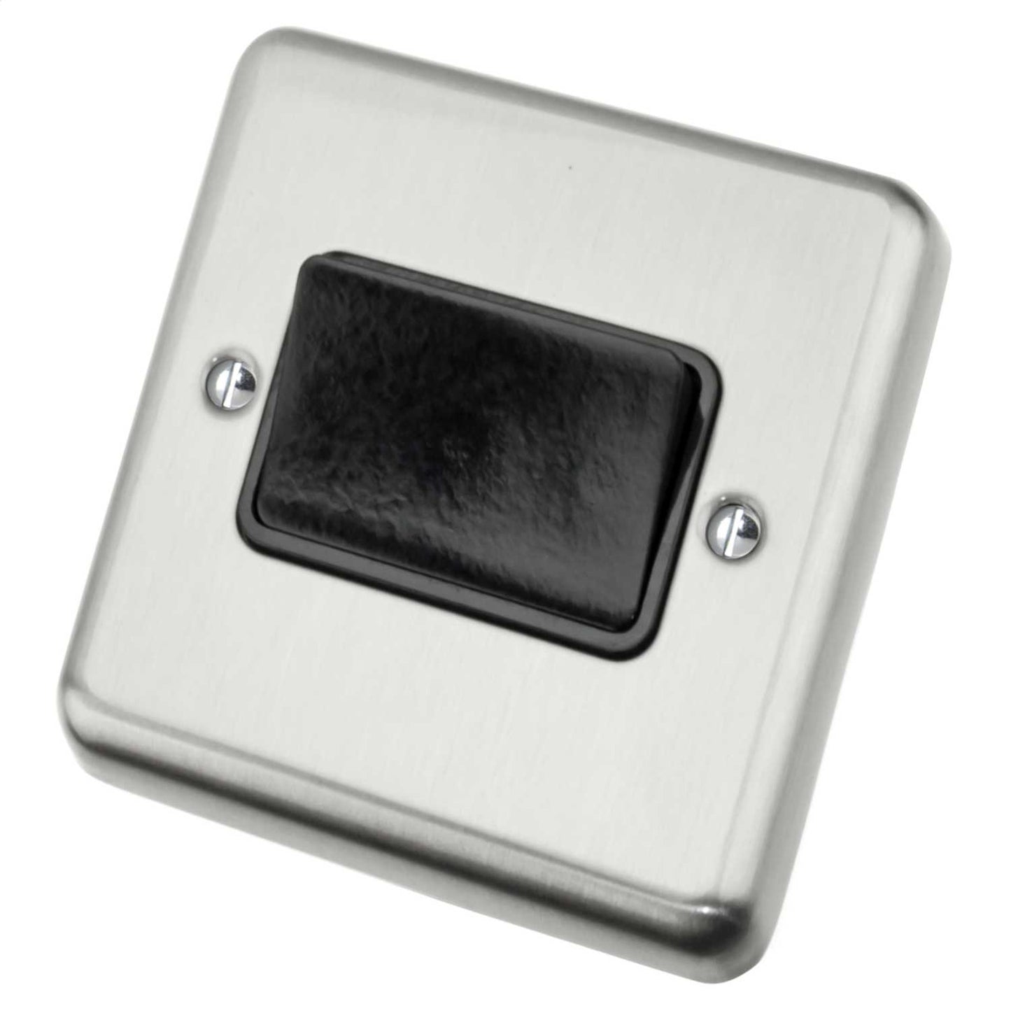 Deta 10A Triple Pole Fan Isolator Switch Black Insert Satin Chrome