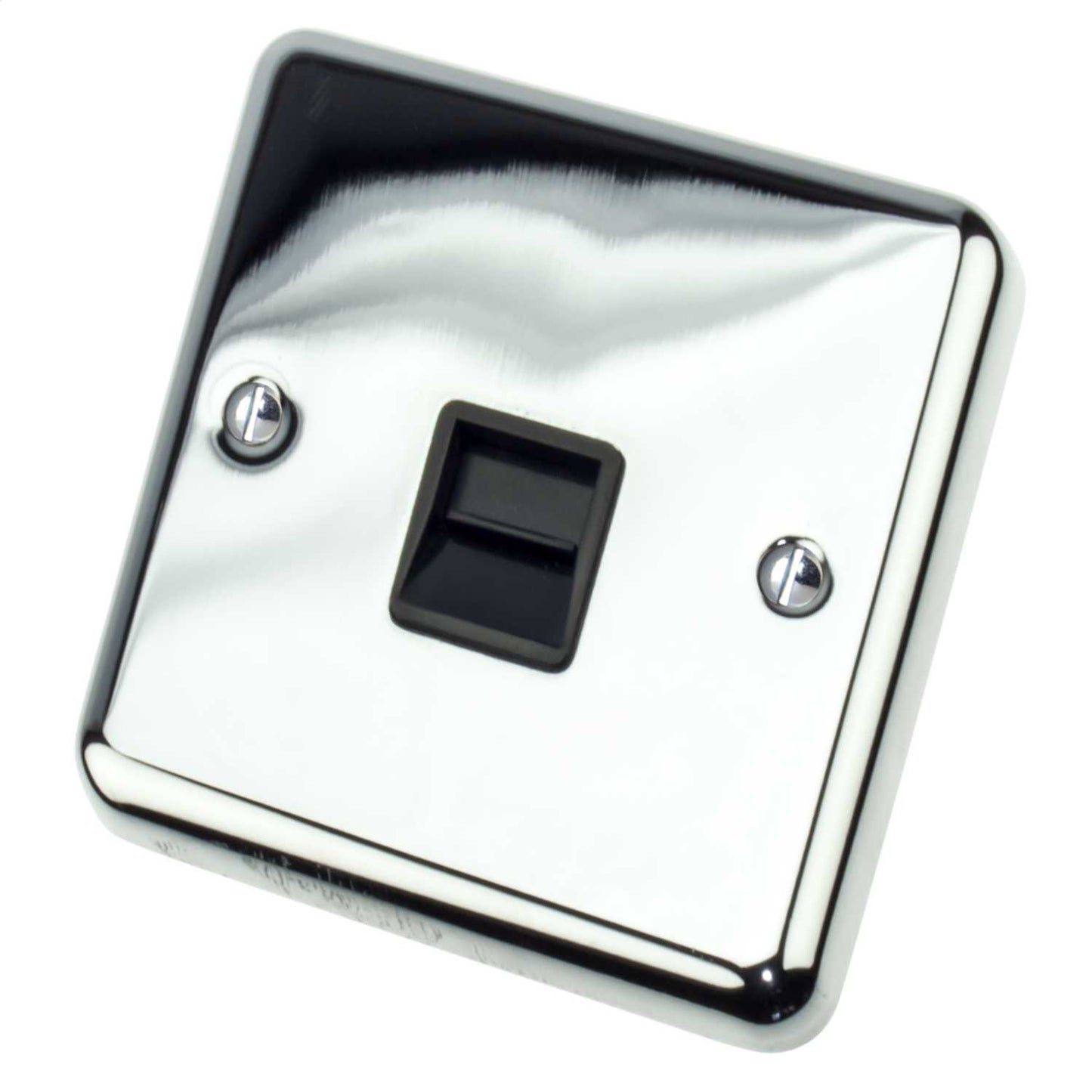 Deta 1 Gang Secondary Telephone Socket Black Insert Chrome