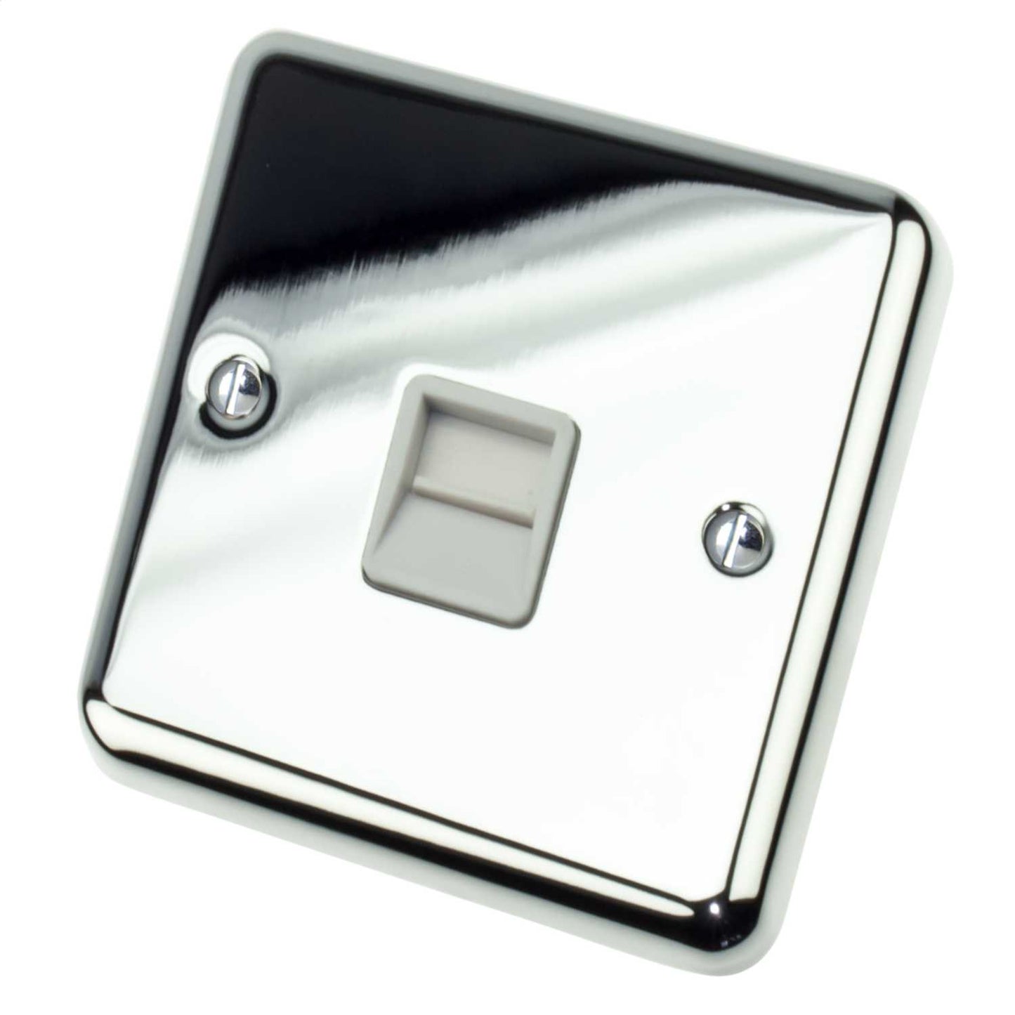 Deta 1 Gang Master Telephone Socket White Insert Chrome