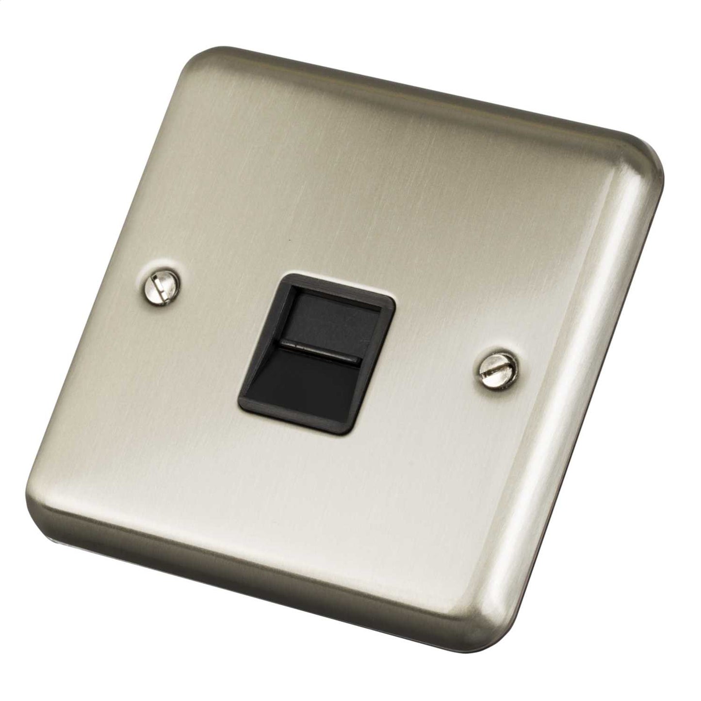 Deta 1 Gang Master Telephone Socket Black Insert Satin Chrome