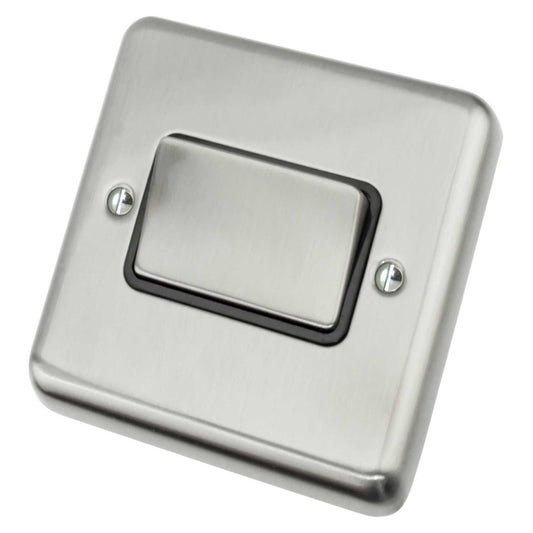 Deta 10A Triple Pole Fan Isolator Black Insert Satin Chrome