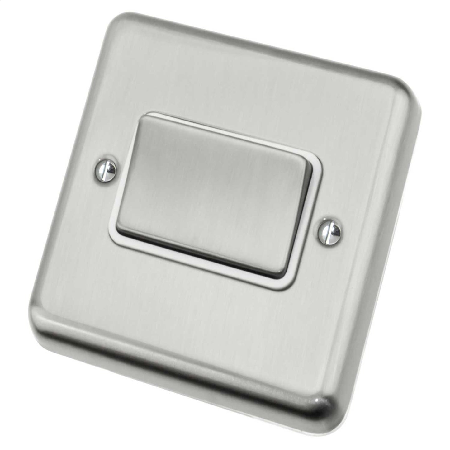 Deta 10A Triple Pole Fan Isolator White Insert Satin Chrome