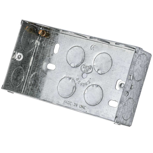 2 Gang 35mm Flush Metal Knockout Box (Sold in 1's)
