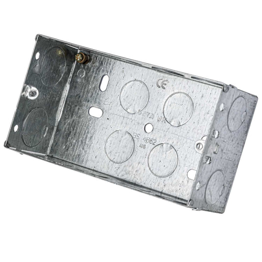 2 Gang 47mm Flush Metal Knockout Box (Sold in 1's)