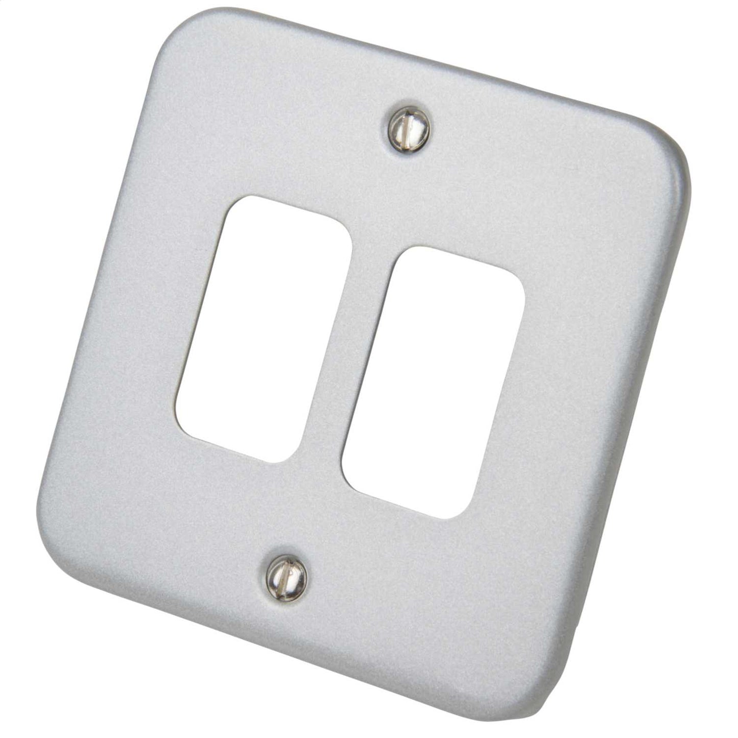 Deta 2 Gang Grid Front Plate Metalclad