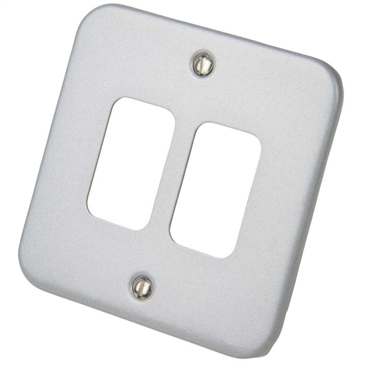 Deta 2 Gang Grid Front Plate Metalclad