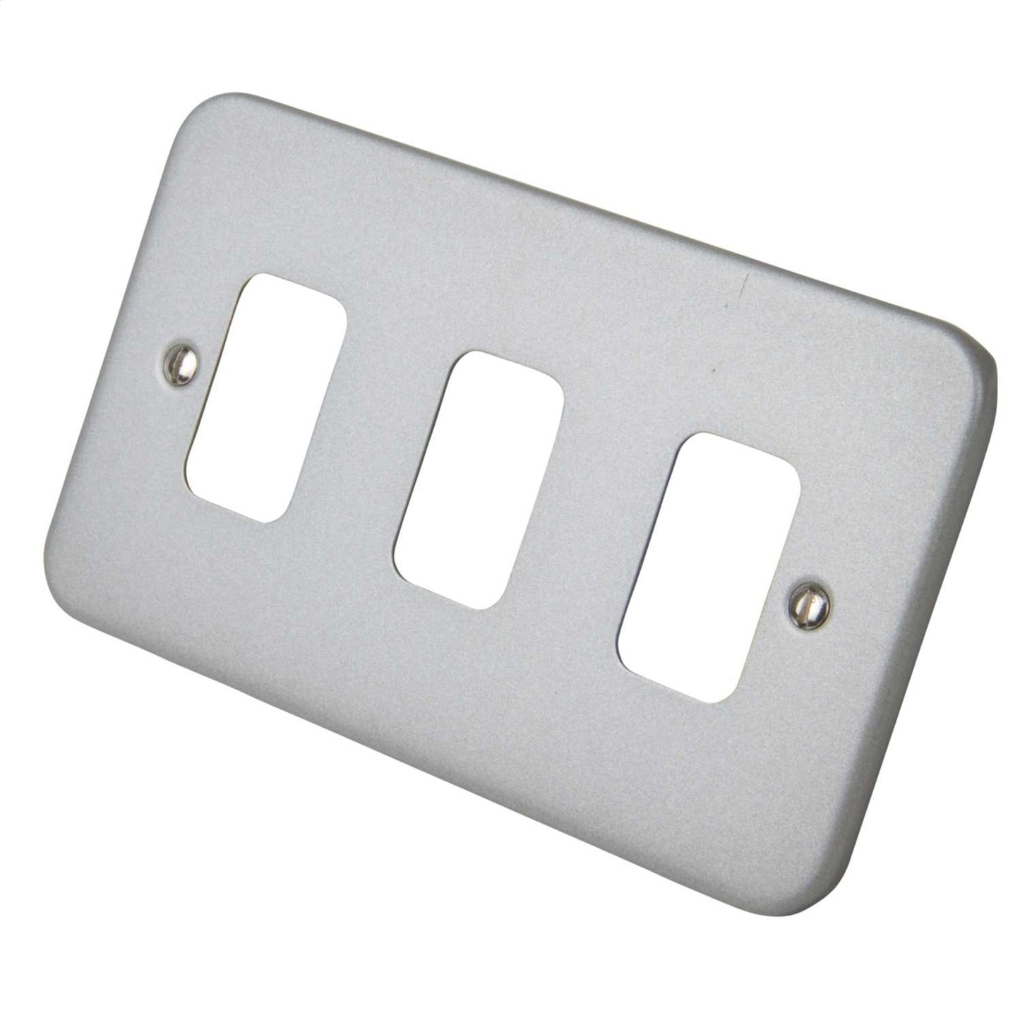 Deta 3 Gang Grid Front Plate Metalclad